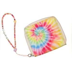 •CLAIRE’S•KIDS’ COLORFUL TIE-DYE ZIP AROUND COMPACT WALLET W/ “LOVE” STRAP VGUC